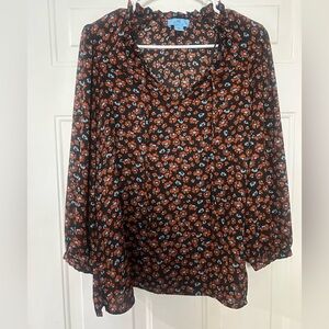 Floral Black and Orange Women's Top